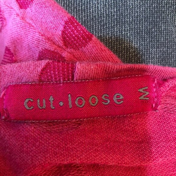 Cut Loose Womens Medium Pink Polka Dots Long Sleeve Asymmetrical Shirt Top Sz M - Picture 8 of 8